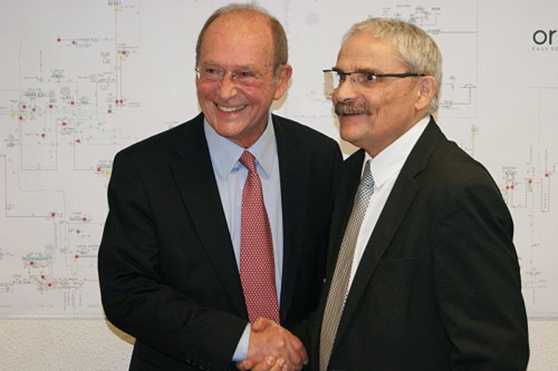 Jean-Claude Guibal, député-maire de Menton et Alain Grossmann, directeur régional de Veolia