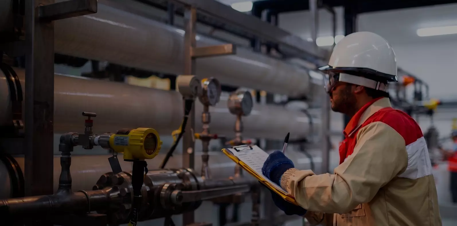 Employé Veolia sur site industriel