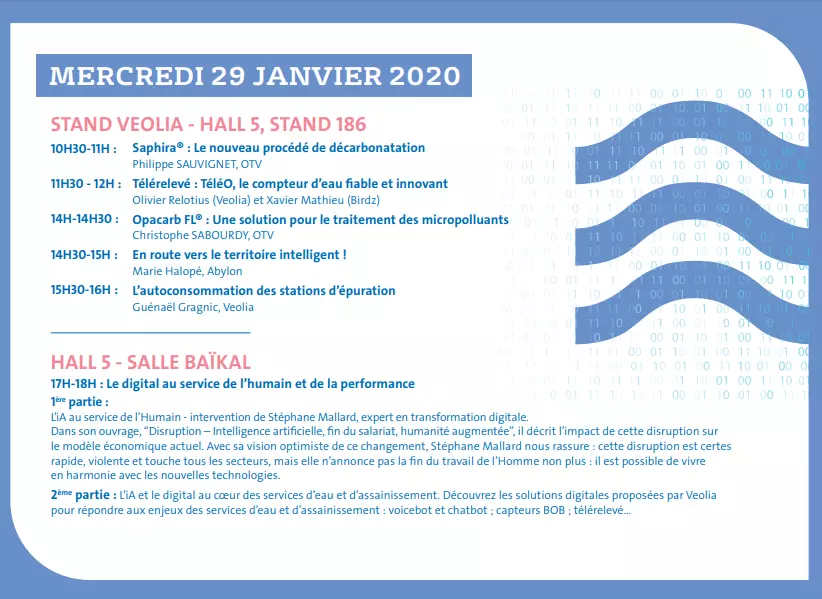 Veolia au carrefour de l'eau : programme du 29/01