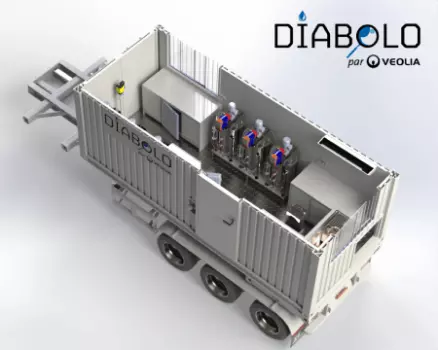 Illustration de Diabolo, le laboratoire mobile qui peut être installé au plus près du captage d'eau nécessitant un traitement