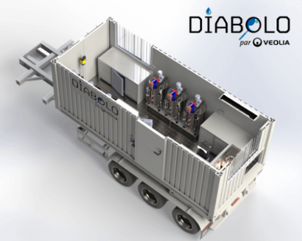 Illustration de Diabolo, le laboratoire mobile qui peut être installé au plus près du captage d'eau nécessitant un traitement